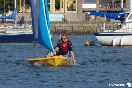 Plym Yacht Club Cadet Section - Tuesday Night Sailing - Photo Shows two of our ladies sailing a Pico in the Plym River