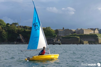 Plym Yacht Club Cadet Section - Tuesday Night Sailing - Photo Shows one of our young cadets in a laser pico sailing dinghy